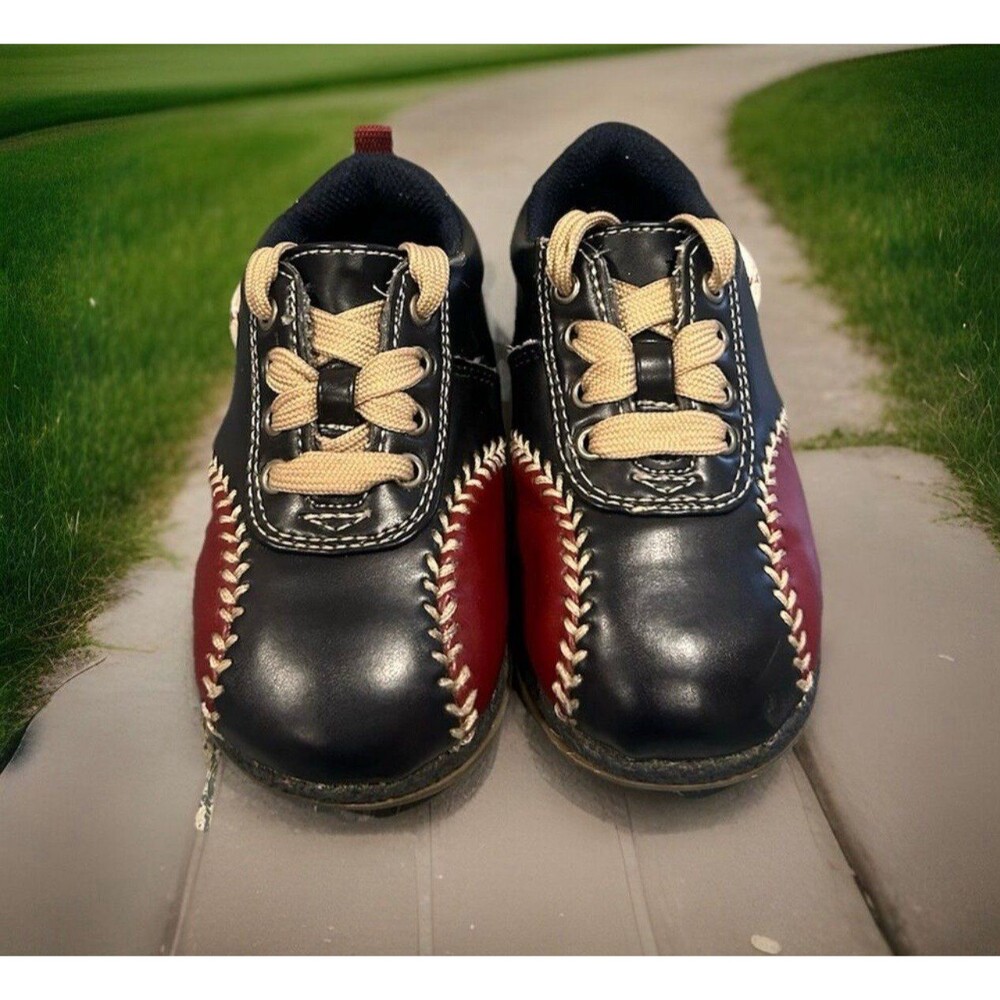 Circo Toddler Size 5 Baseball Shoes Kids Lace Up Black Red Sport Theme